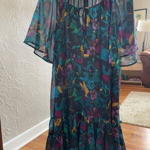 Floral Ruffle Multicolor Women's Dress